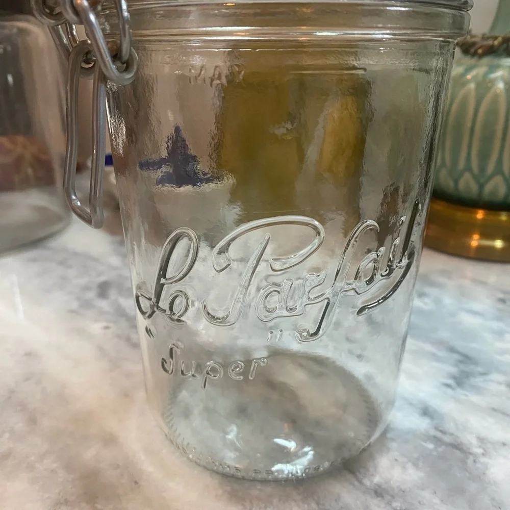 Le Parfait Clamp Lid Glass Jar w/ Orange Gasket Storage Canister